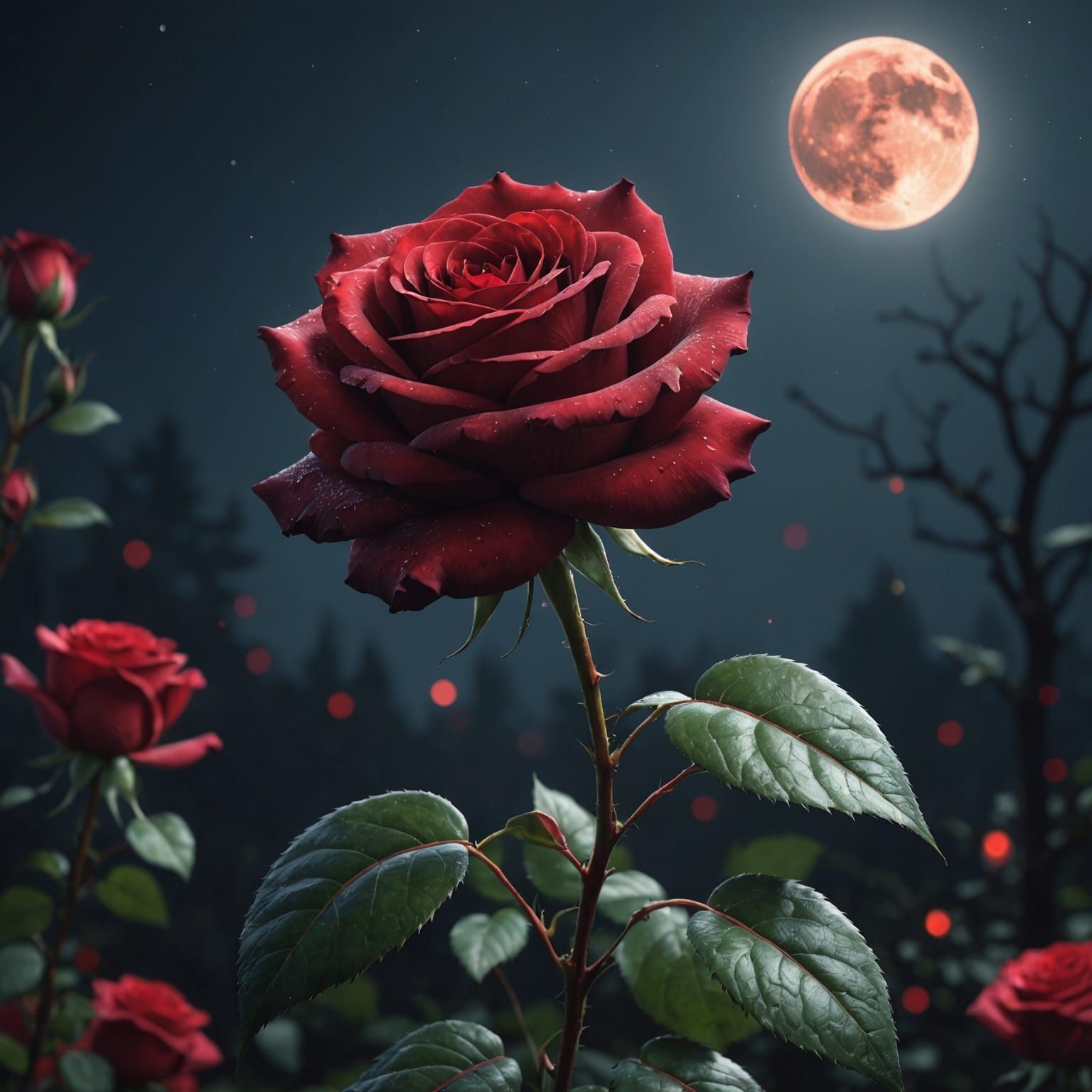 Luminous Red Rose: Detailed Matte Painting in 8K