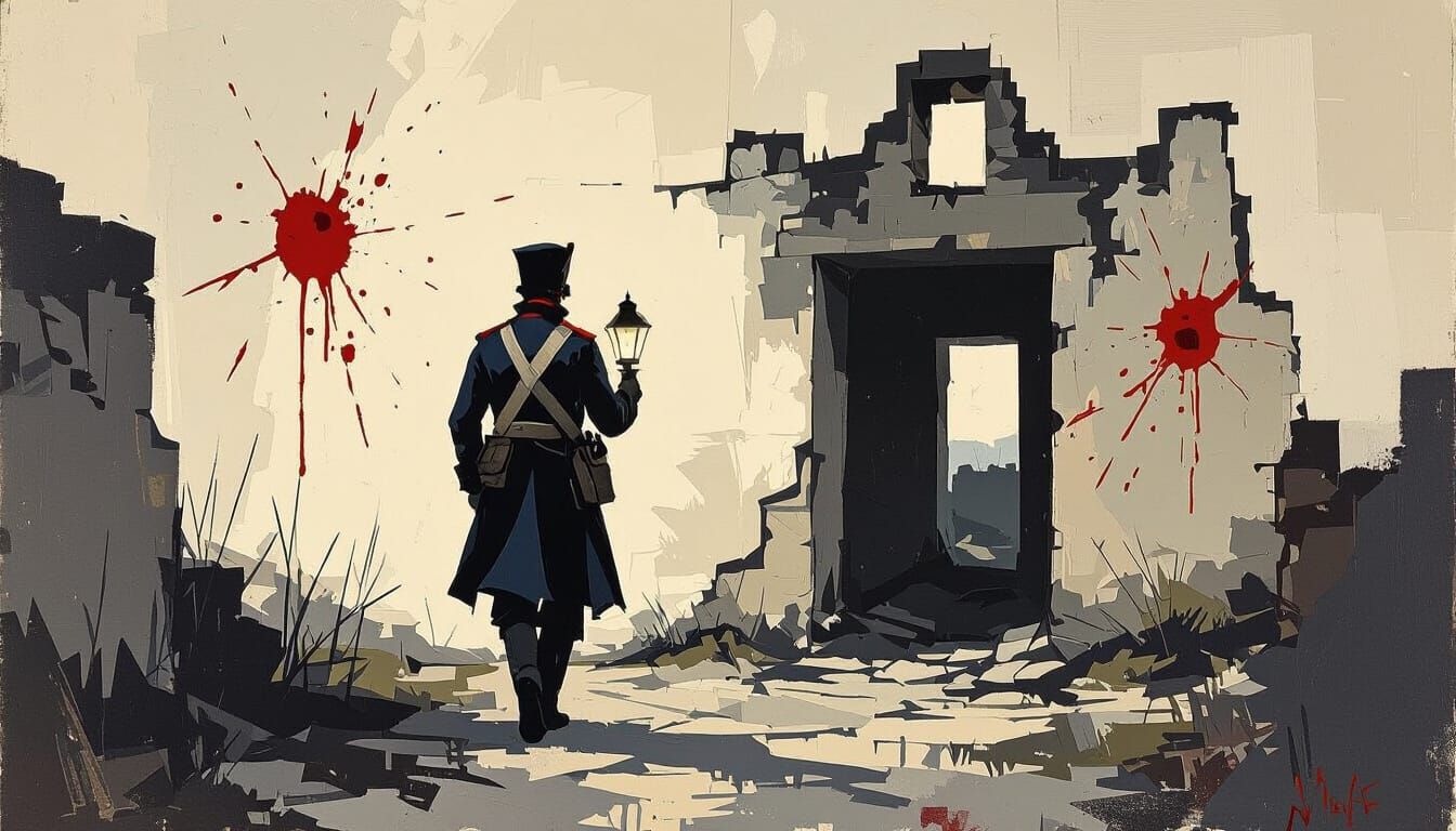 Sinister French Soldier in Abandoned Hougoumont