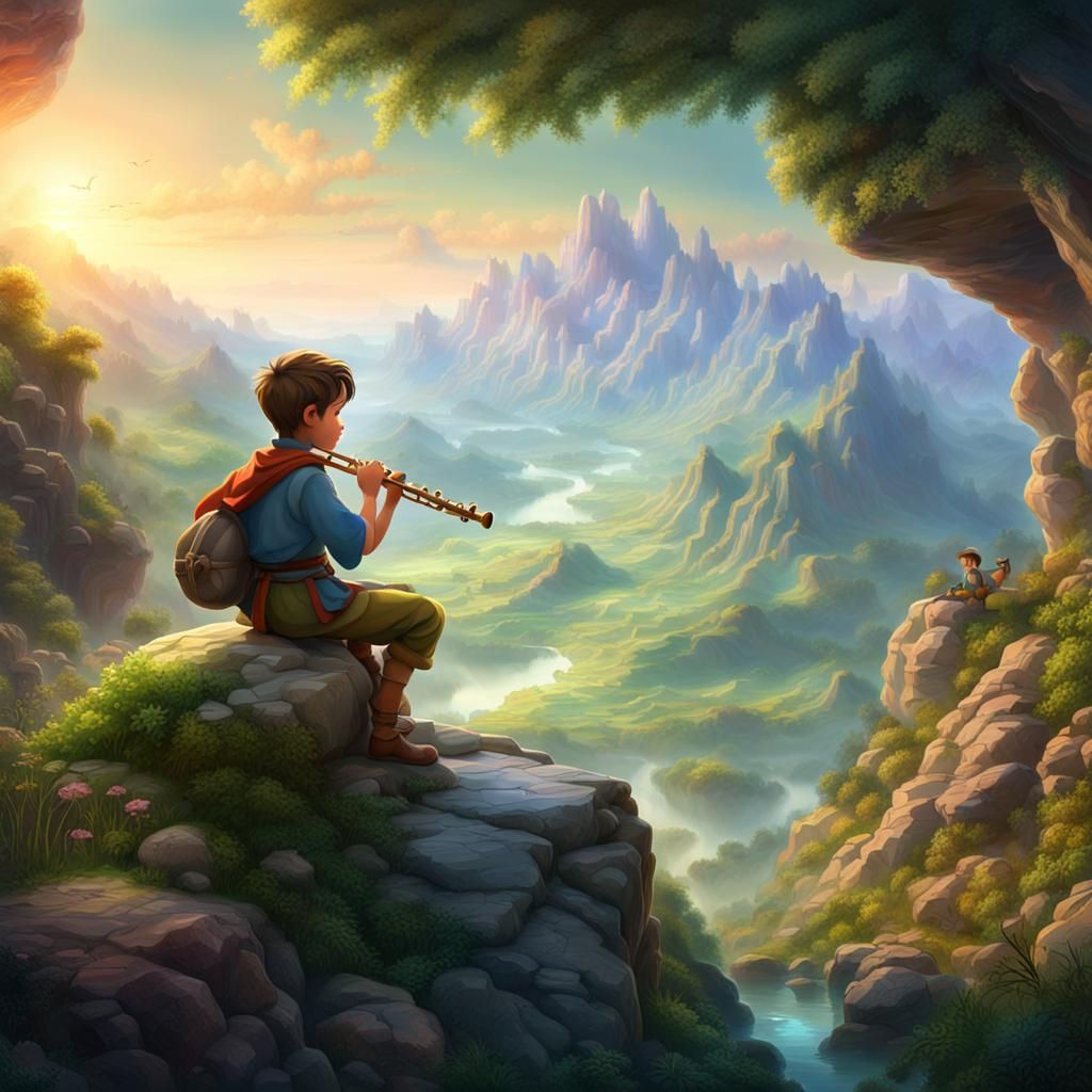 Shepherd Boy's Flute Song in Mountain Valley