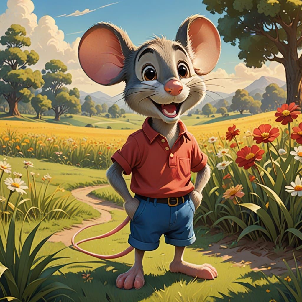 Whimsical Cartoon Mouse in Classic Disney Style