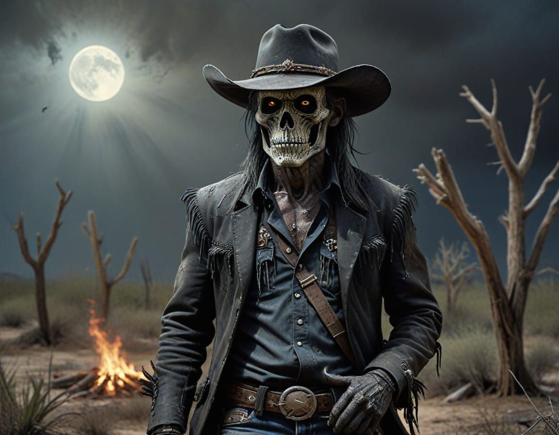 Surreal Western Cowboy Emerges from the Everglades at Dawn