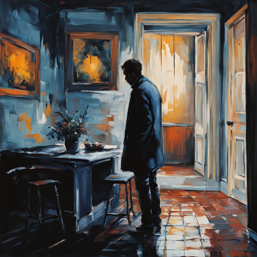 Dark Surrealist Oil Painting of a Trapped Figure