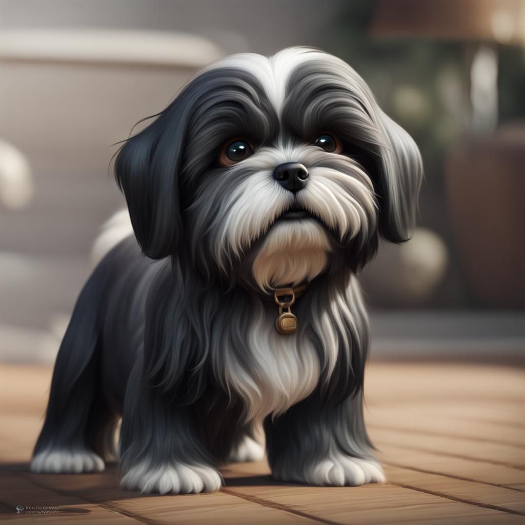 Adorable Lhasa Apso with Colorful Background