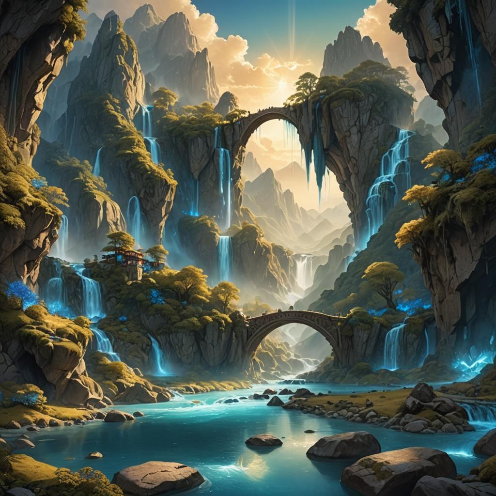 Glowing River Valley: High Fantasy Concept Art