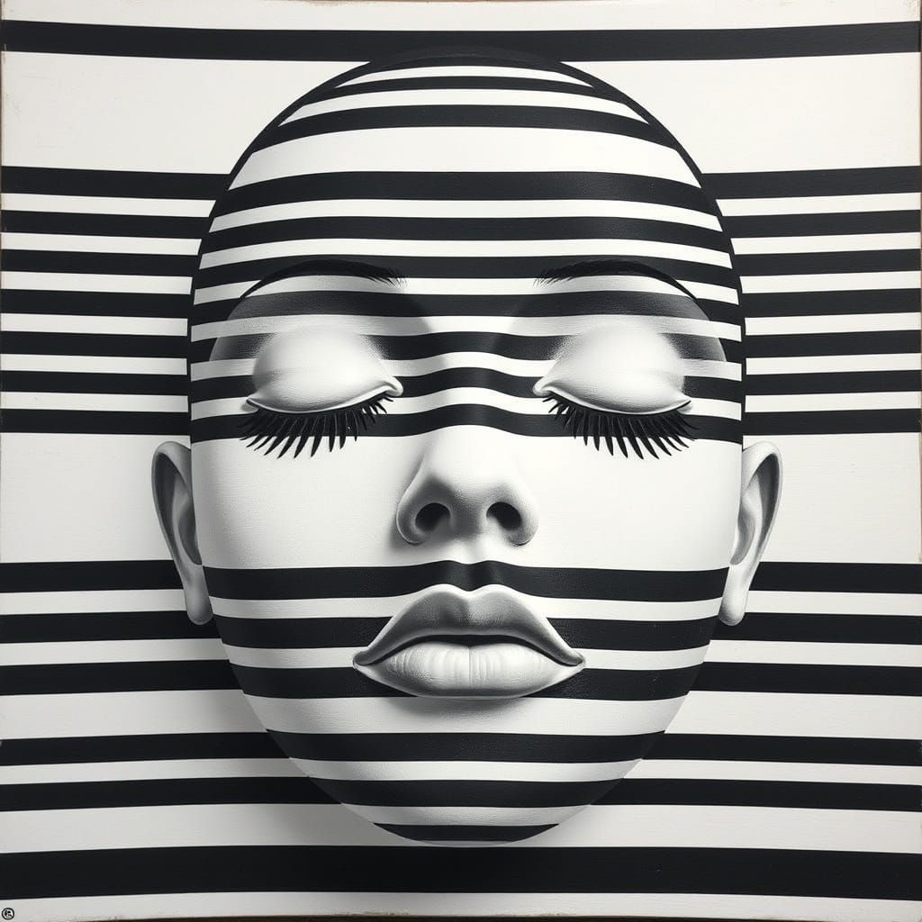 Striped Portrait in Geometric Style