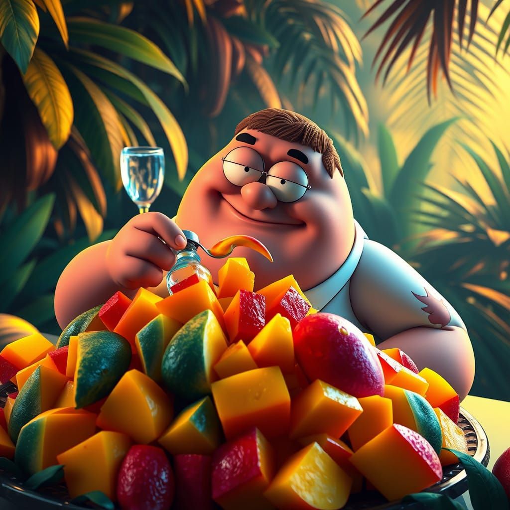 Peter Griffin Savoring Tropical Bliss in Whimsical Paradise