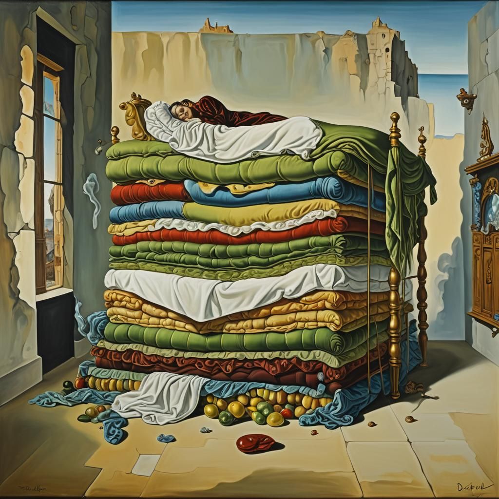 Surreal Princess and the Pea in Dali Style