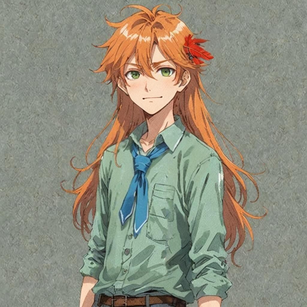 A boy with a red feather in his hair. "anime", Anime Key Vis...