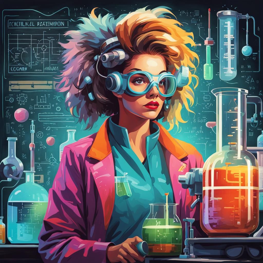 Retro Sci-Fi Portrait: Female Scientist in Pop Art Style