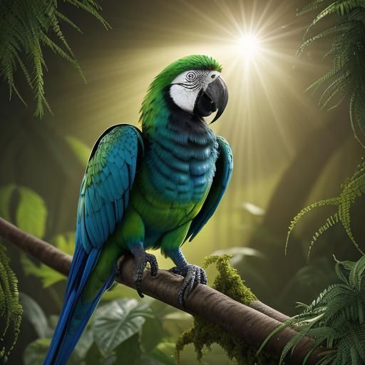 Ethereal Blue and Gold Macaw in Tropical Paradise