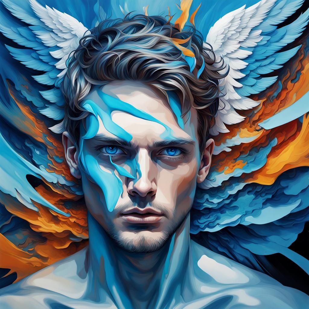 Captivating Blue-Eyed Figure in Digital Art