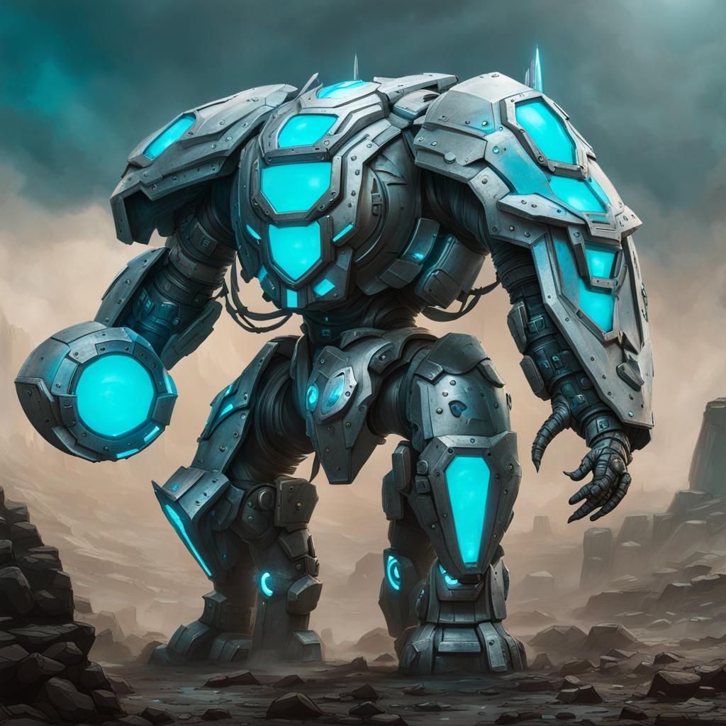 Cybernetic Sentinel in Dystopian Future