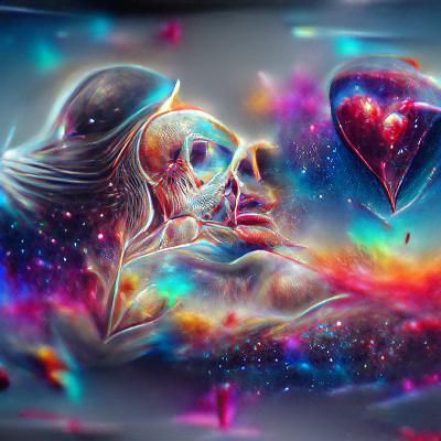Holographic Cosmic Illustration of Love, Mixed Media