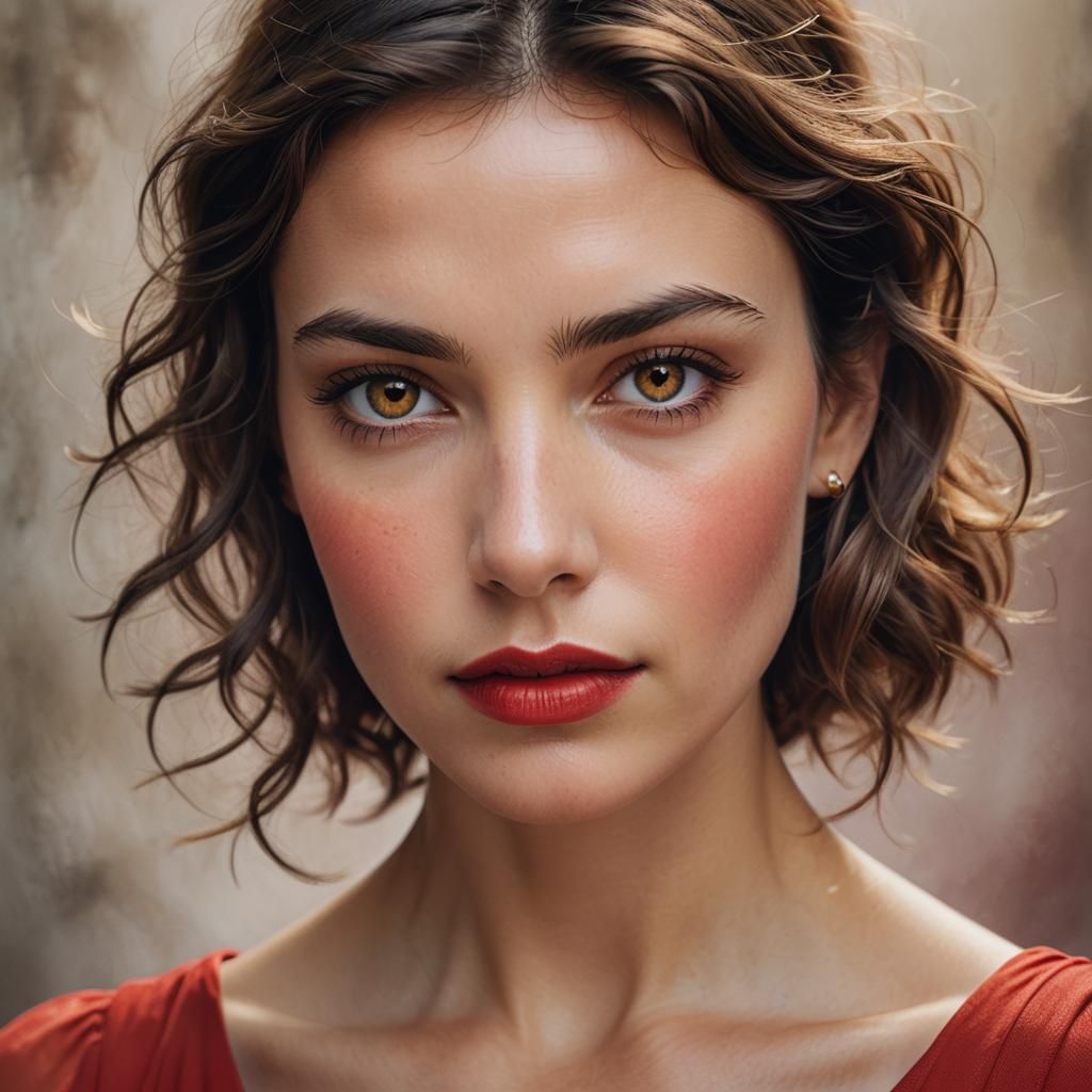 High-Fashion Portrait of Woman in Red Dress