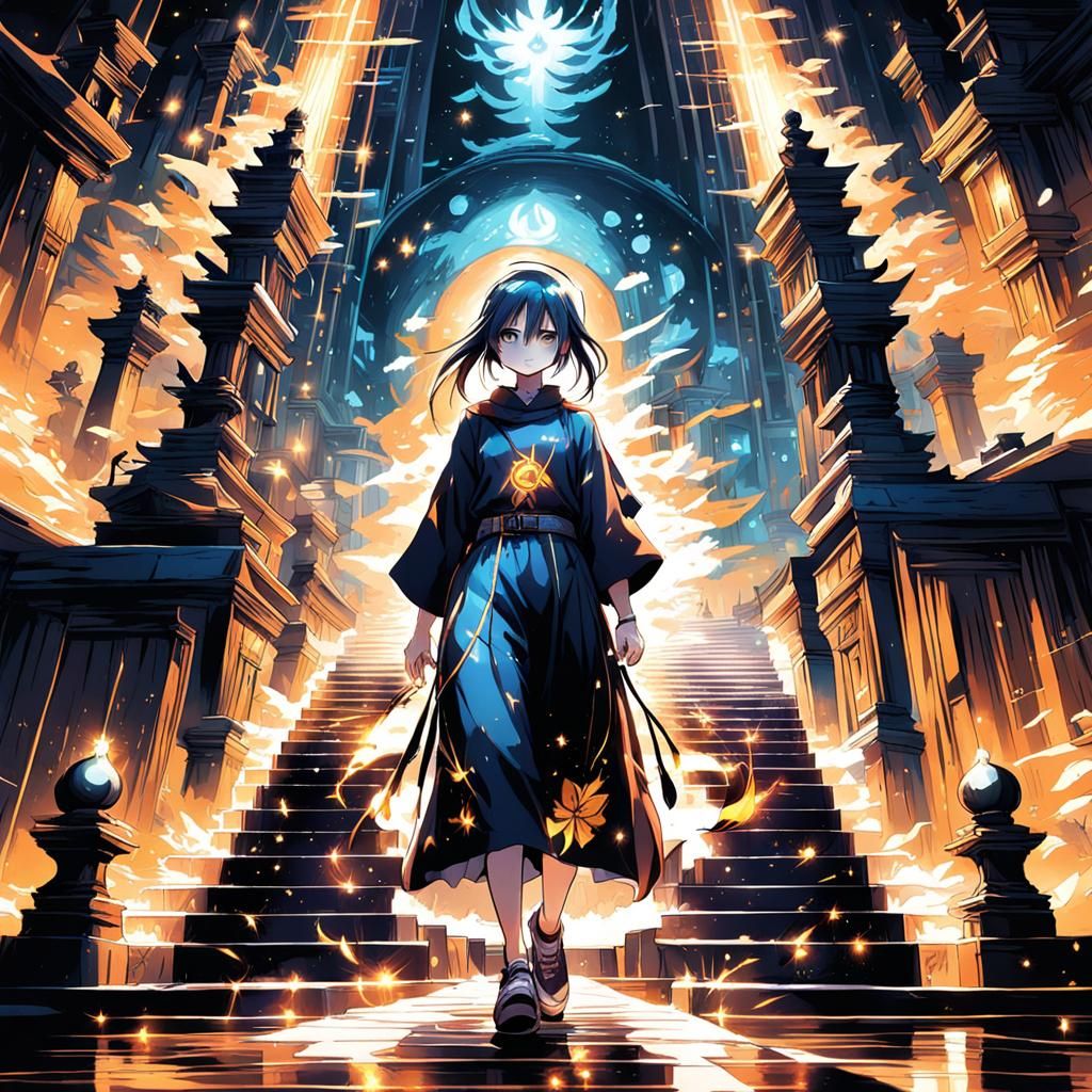 Spirit Guides Girl Through Dark: Anime Art