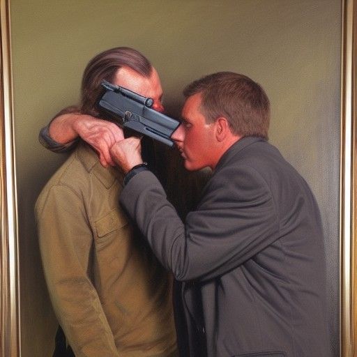 Dramatic Oil Painting: Man with Gun