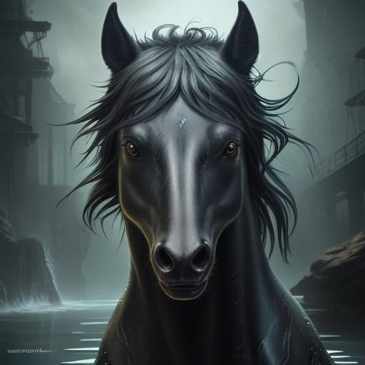 Hyperrealistic Kelpie Splash Art Concept