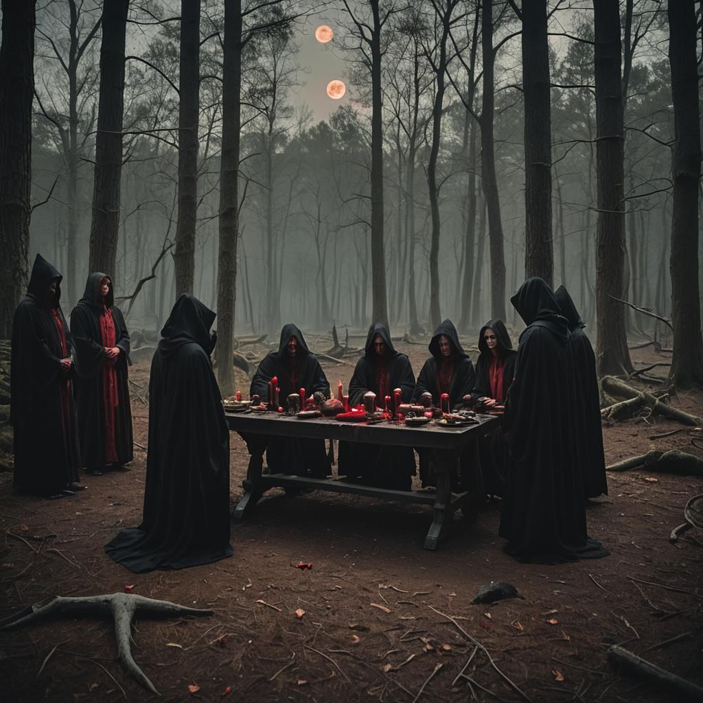 Eerie Occult Ritual Under a Bright Moon