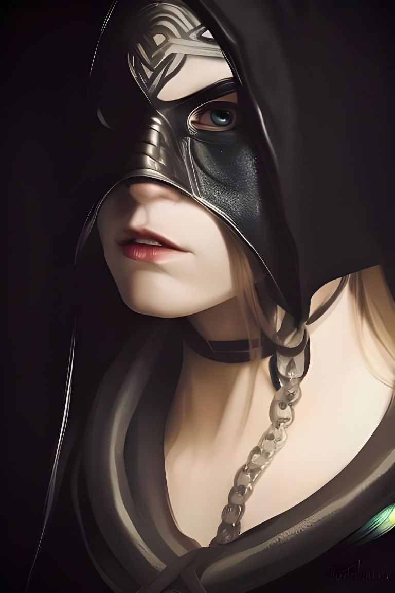 Masked Sorceress Portrait in Hyperdetailed Digital Art