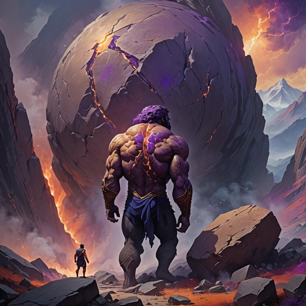 Sisyphus and the Boulder: Fantasy Concept Art
