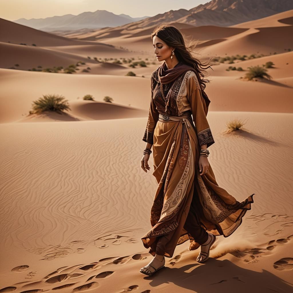 Desert Woman in Abstract Expressionism Style