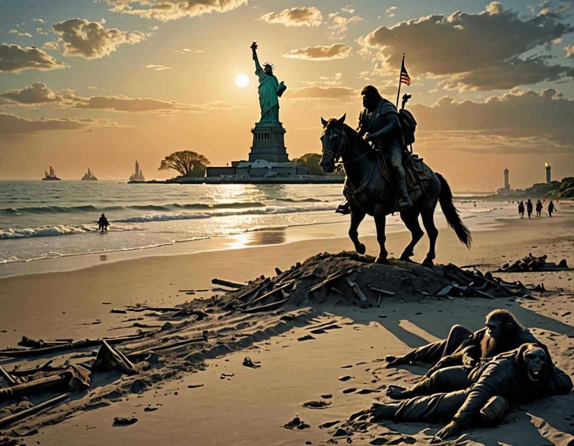 Planet of the Apes reboot, the Statue of Liberty is angry an...