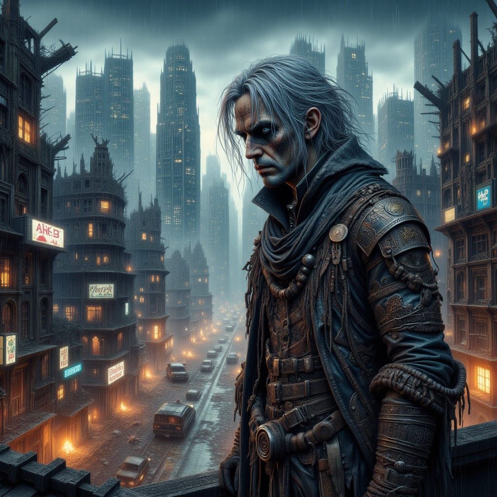 Surreal Post-Apocalyptic Cityscape at Night in Dark Fantasy ...