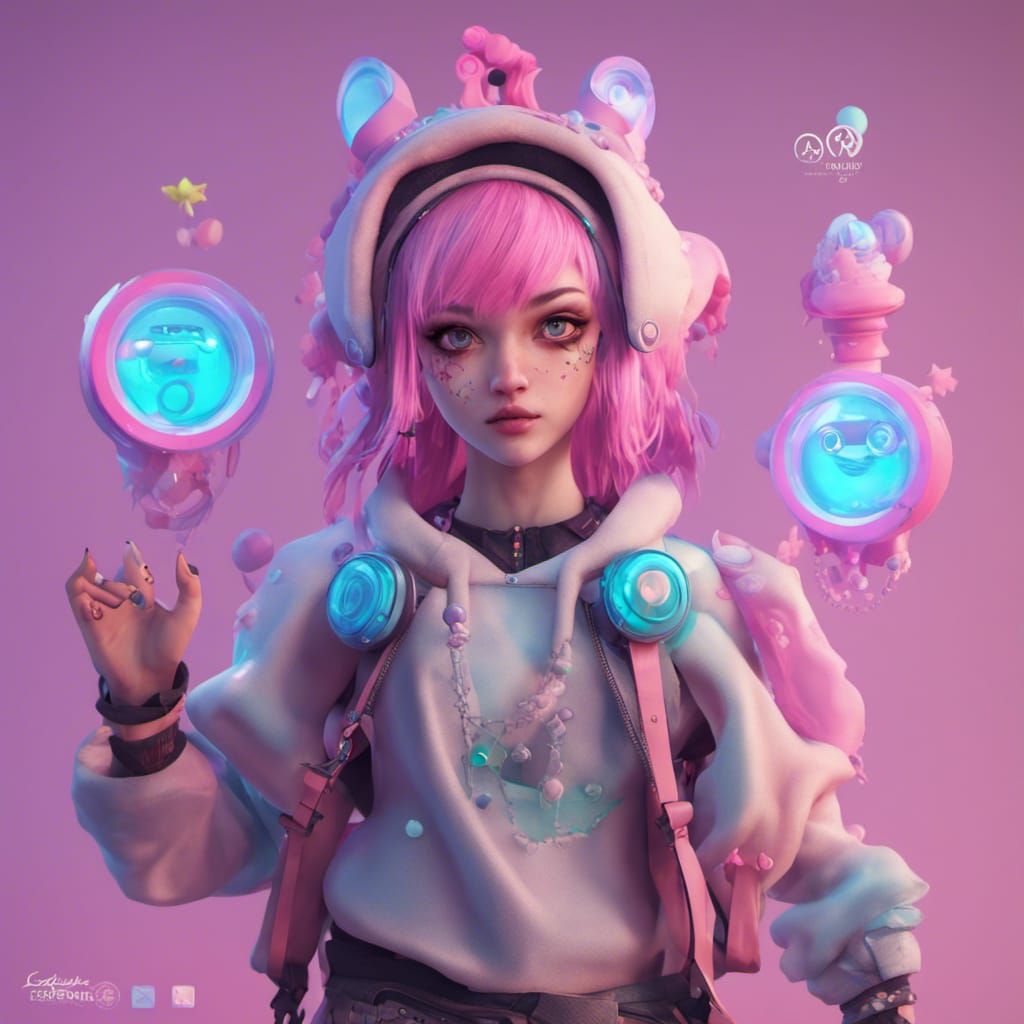 Effeminate Male in Pastel Goth Style, 3D Render