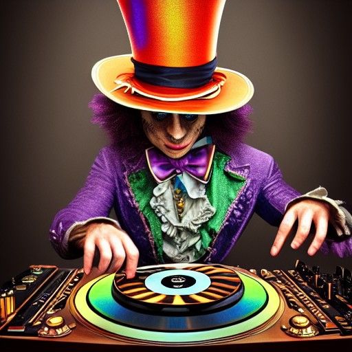 Mad Hatter DJ in Dark Fantasy Style