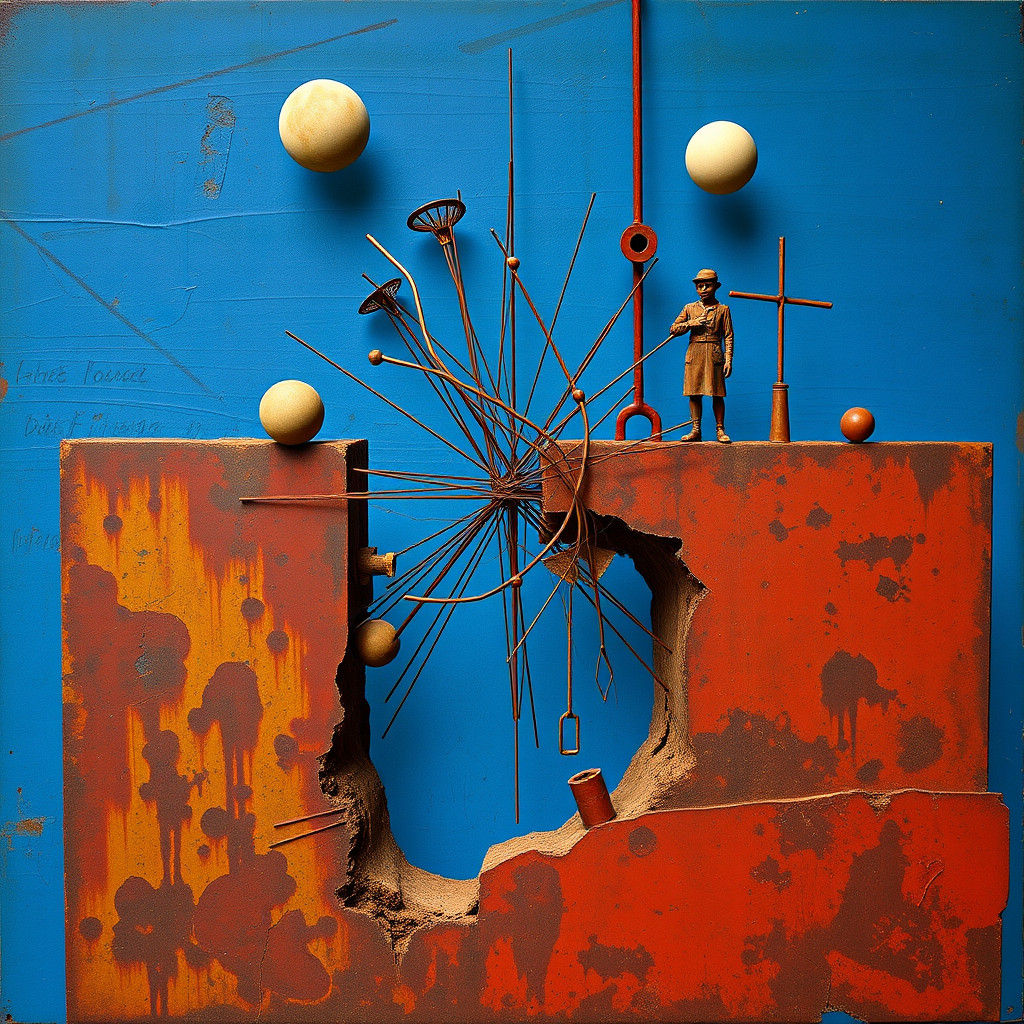 Surreal Paradox of Nothingness in Blue and Rust