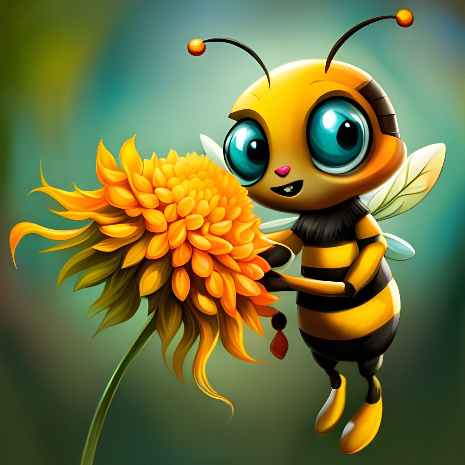 Sad Bee with Dying Flower: Graffiti Art