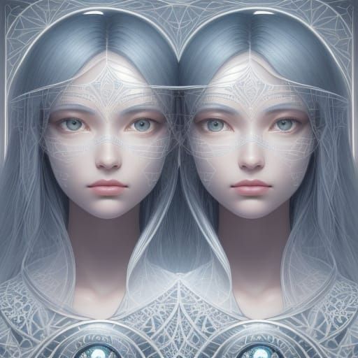 Surreal Split Face Portrait with Ethereal Glow