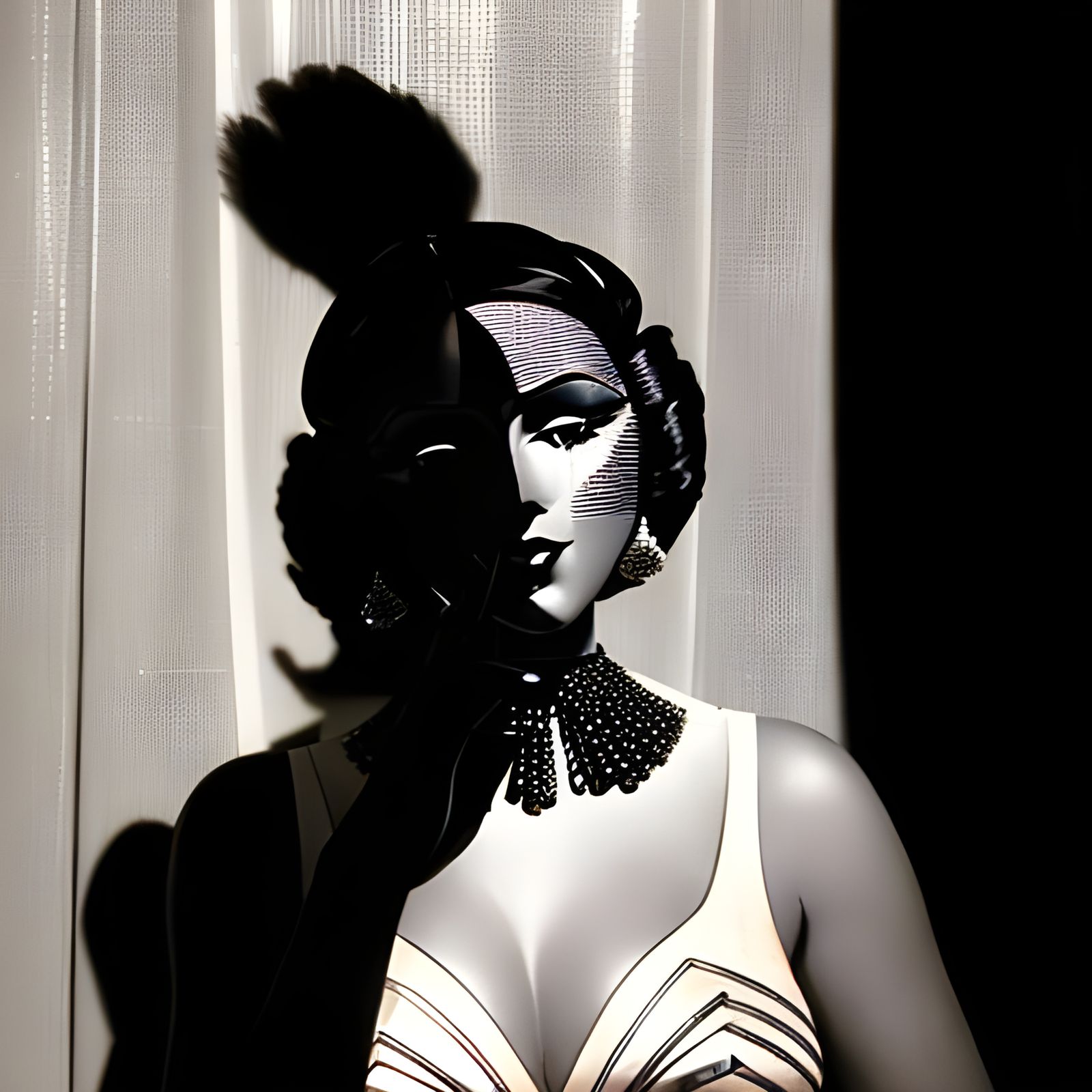 Art Deco Singer Behind a Shadow