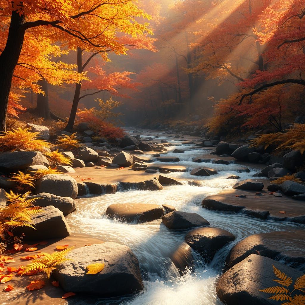 Autumn Forest Wonderland in Vibrant Anime Style