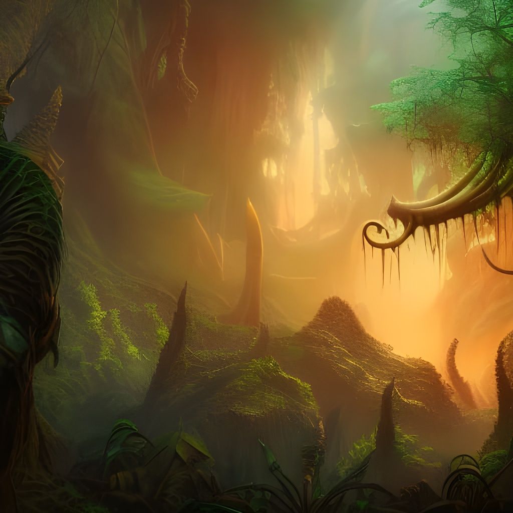 Demonic Eldritch Jungle in Detailed Matte Painting