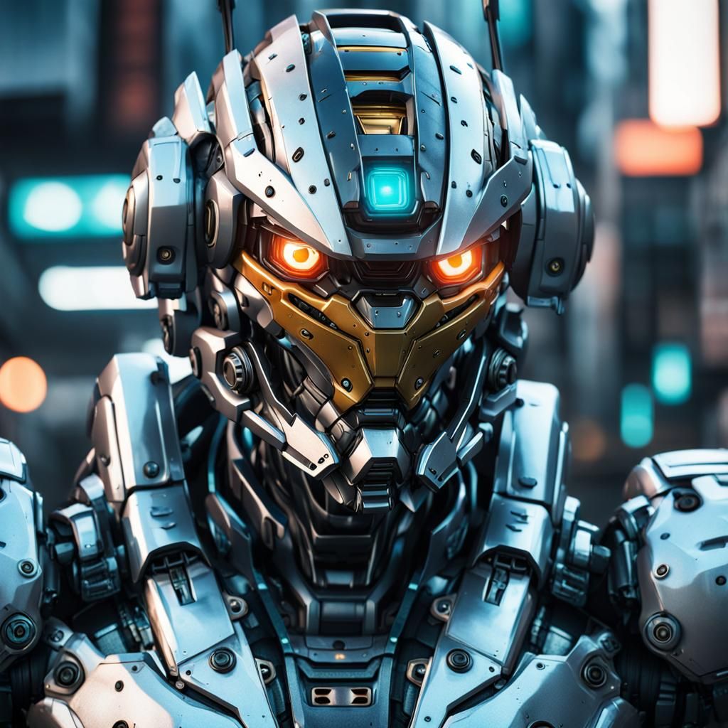 Cyberpunk Mecha Robot in Anime Style
