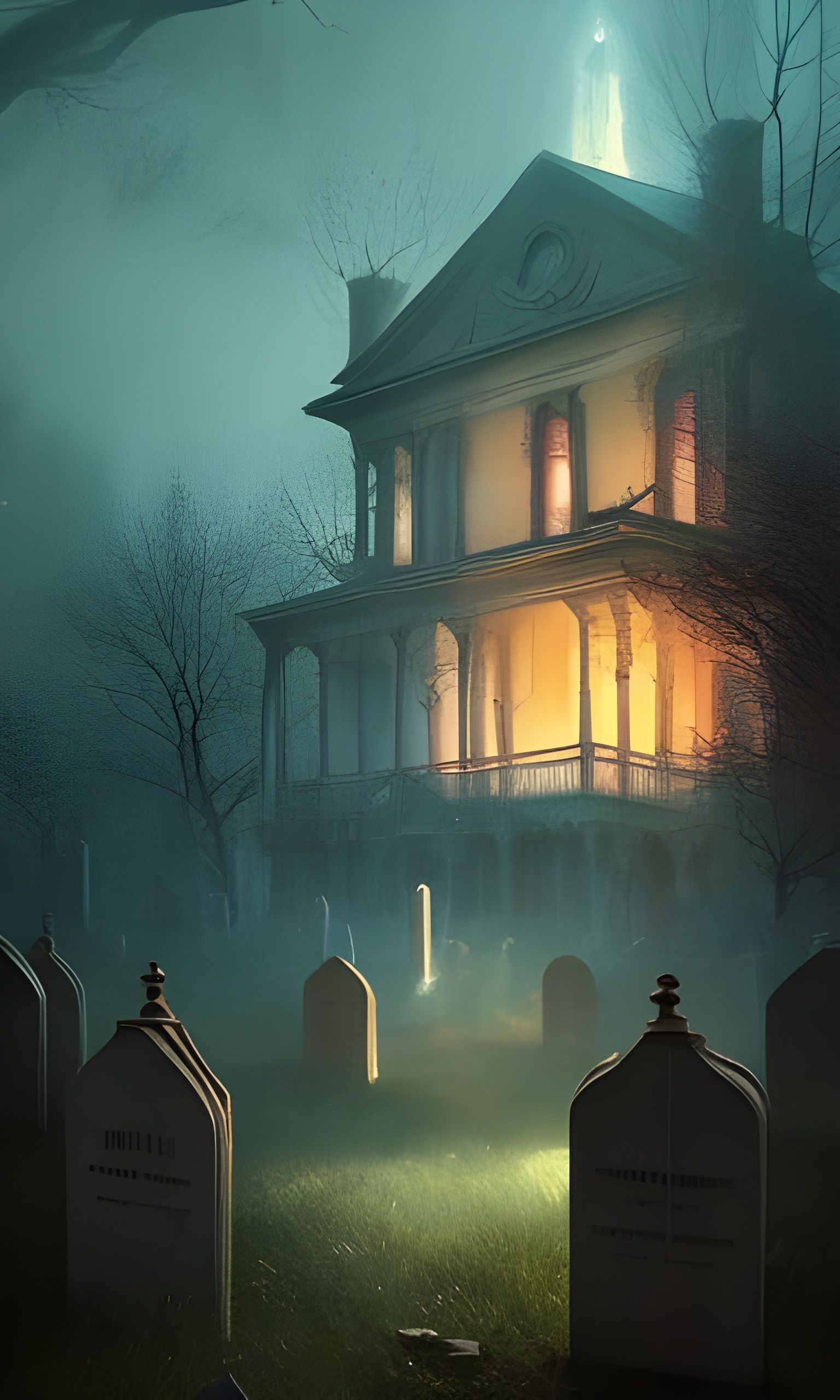 Colorful Spectral Ghosts in Haunted Home, by Artgerm
