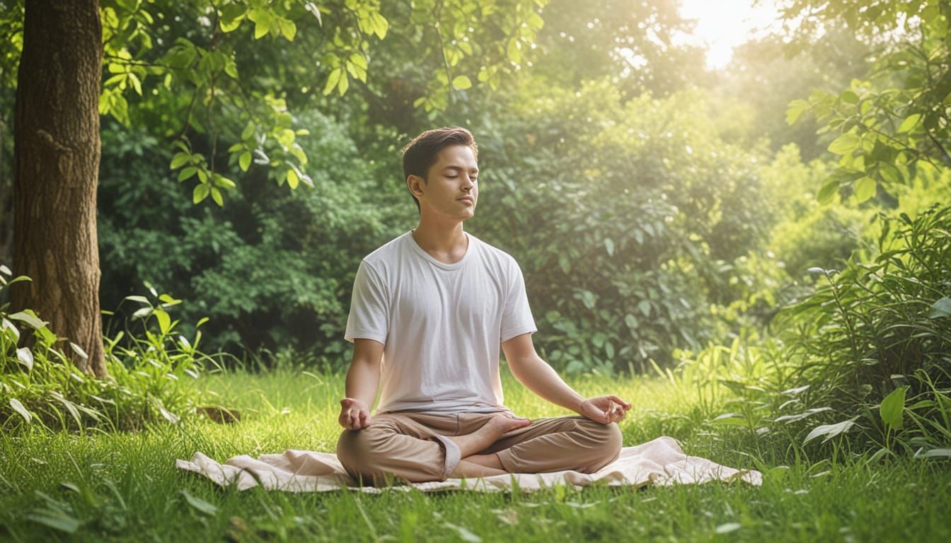 Mindfulness Art: Person Meditating in Nature