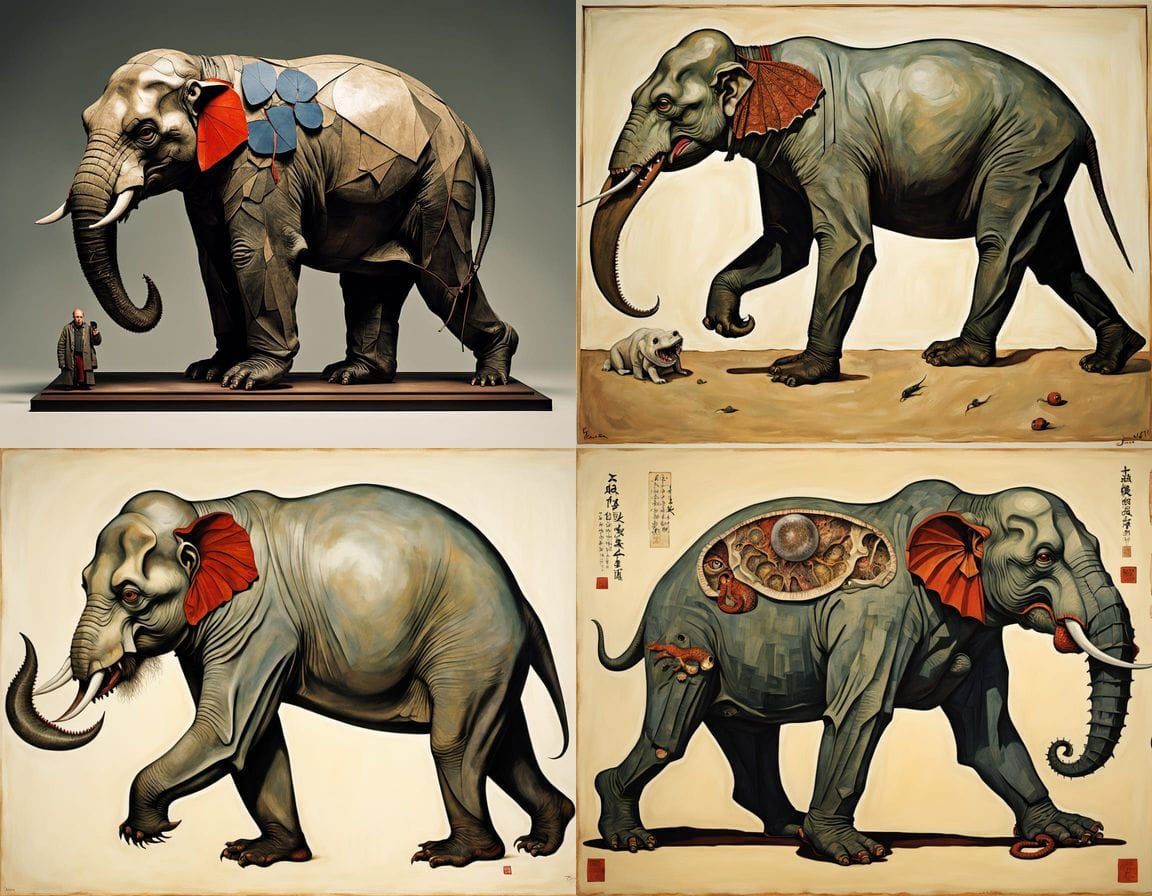 Surrealist Ukiyo-e Hybrid Animal Anatomy