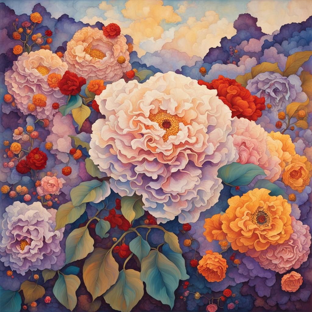 Ethereal Flower with Swirling Petals in Dreamlike Style