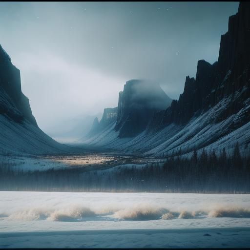 Dramatic Cinematic Film Still with Atmospheric Lighting