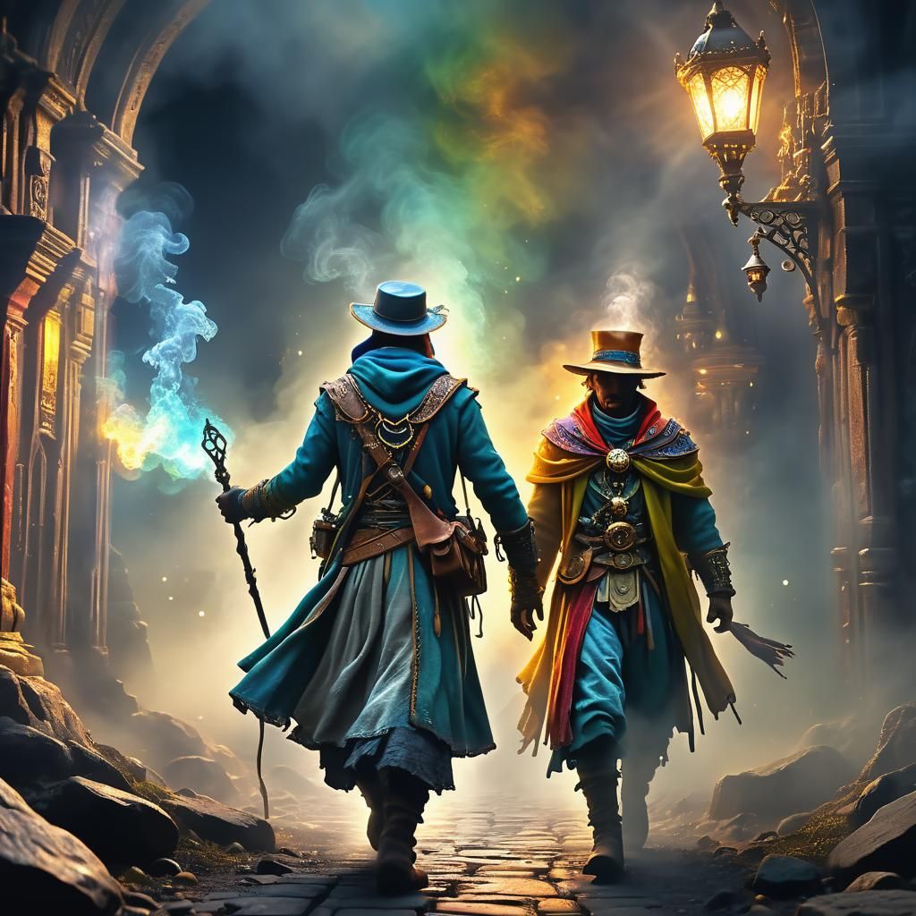 Ethereal Time Traveler in Dark Fantasy Art Style