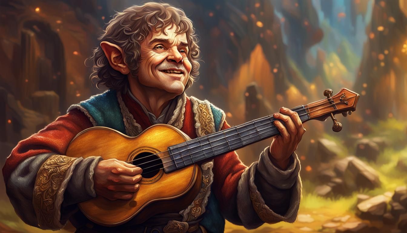 Detailed Halfling Bard Minstrel in Color