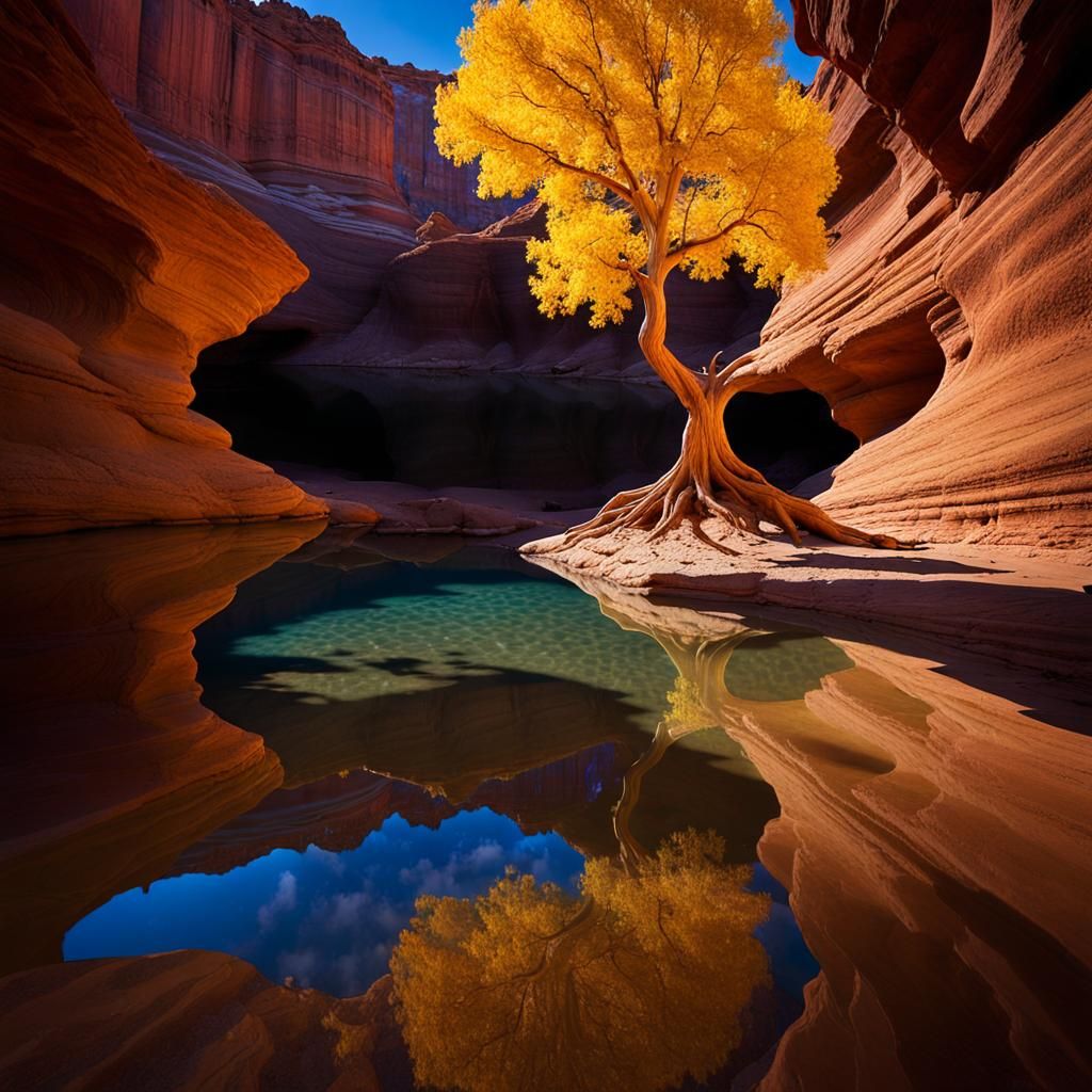 Lone Tree in Canyon Alcove Photograph