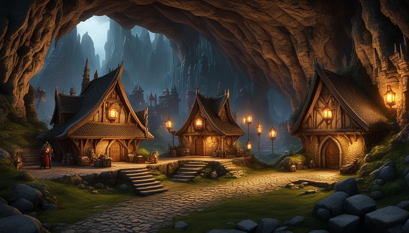 Epic Dwarven Village in Underground Cave