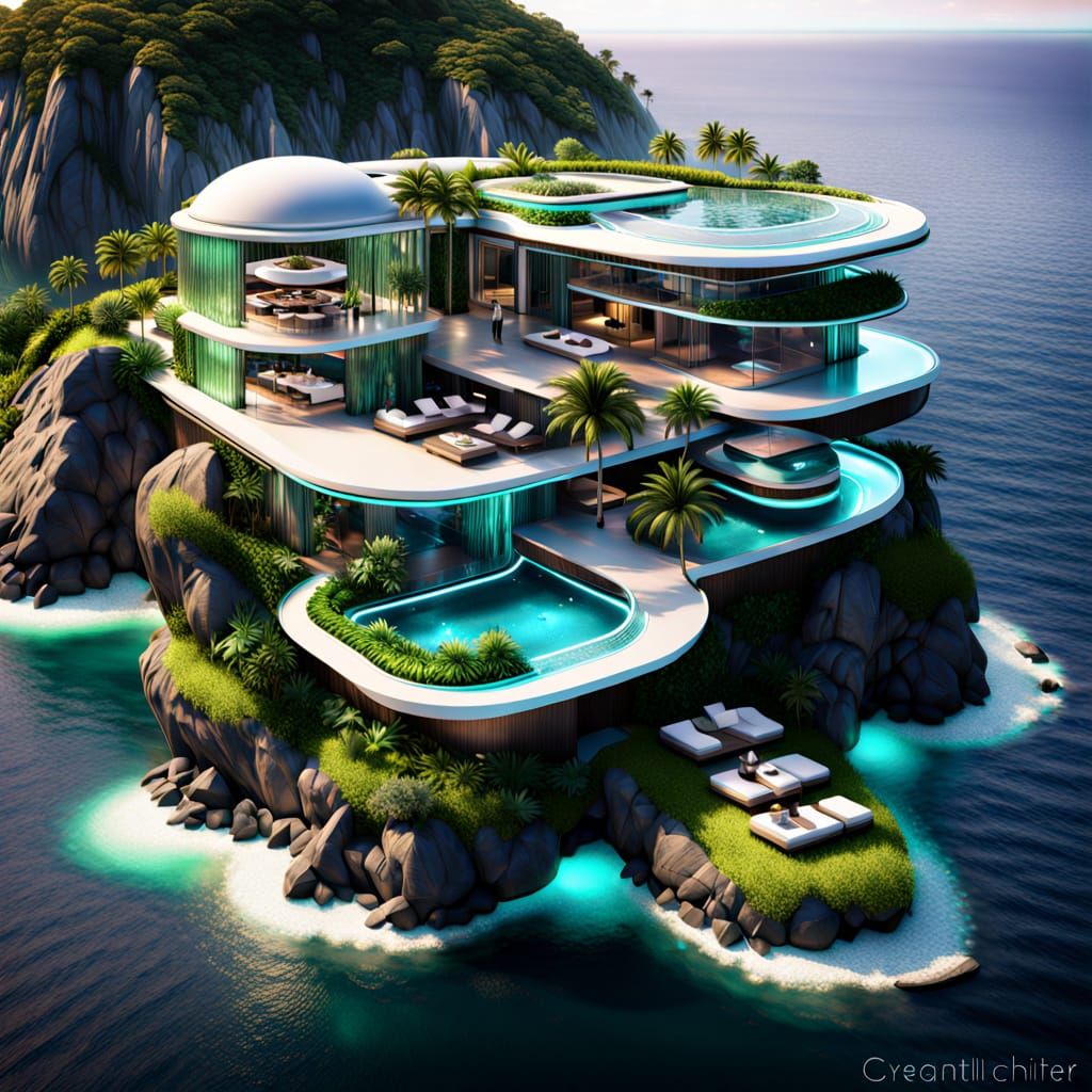 Futuristic Eco-Resort Paradise with Zero-Gravity Spa
