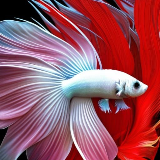 White Rosetail Betta Fish in Hyperrealistic Detail
