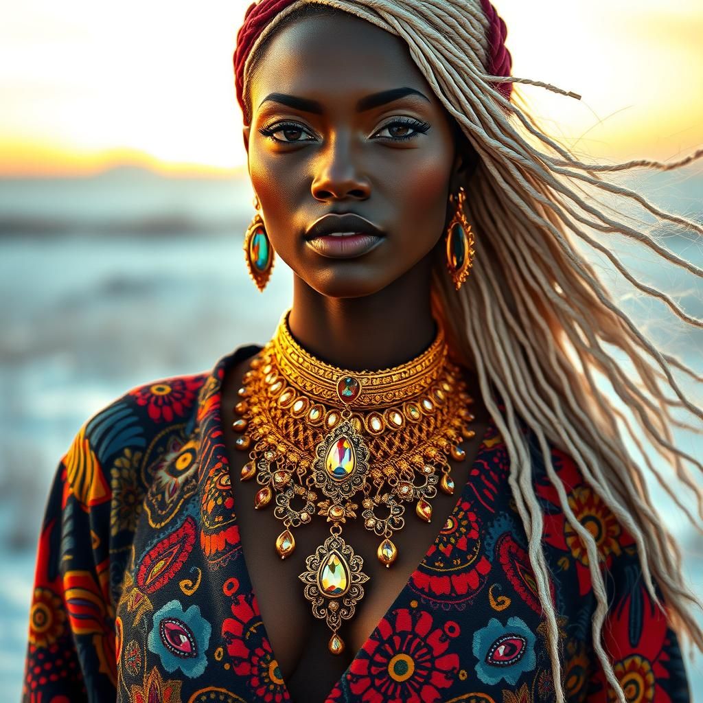 Naomi Campbell in Afrofuturist Cyberpunk Portrait