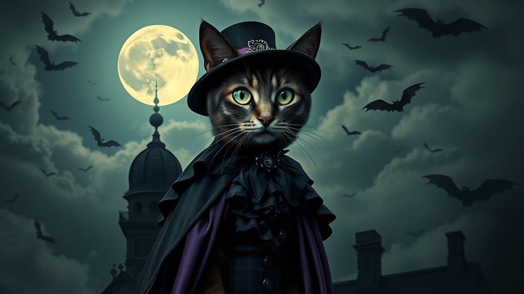 Gothic Cat in Midnight Majesty