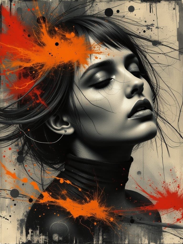 Ethereal Gothic Woman in Abstract Surreal Style